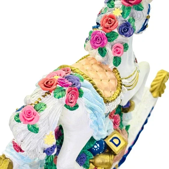 Vintage World Bazaars Inc. Rose‎ Covered Musical Rocking Horse Elegant - Picture 3 of 16